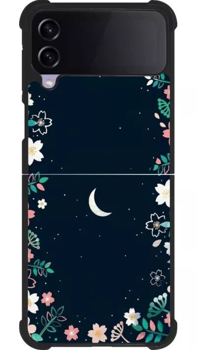 Coque Samsung Galaxy Z Flip3 5G - Silicone rigide noir Flowers space