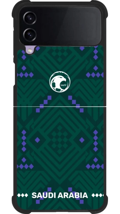 Coque Samsung Galaxy Z Flip3 5G - Silicone rigide noir Maillot de football Arabie saoudite 2026 personnalisable