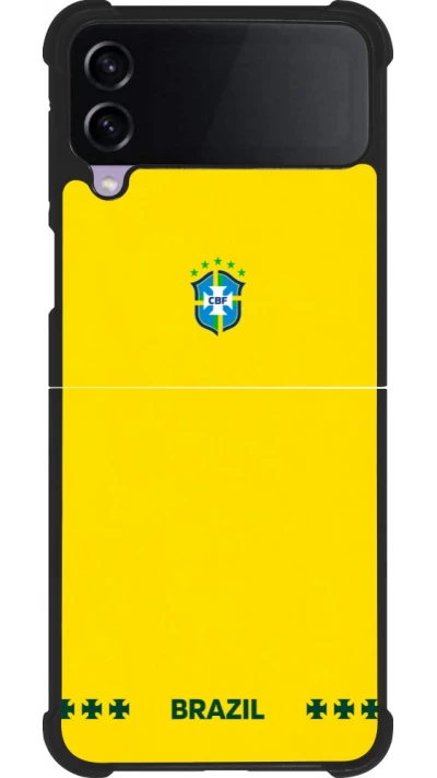 Coque Samsung Galaxy Z Flip3 5G - Silicone rigide noir Maillot de football Bresil 2026 personnalisable