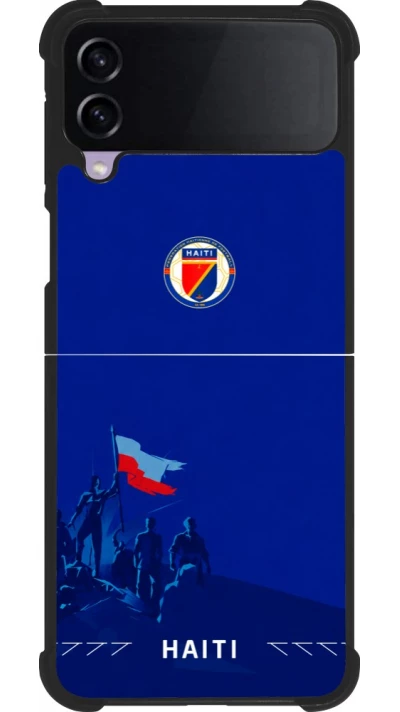 Coque Samsung Galaxy Z Flip3 5G - Silicone rigide noir Maillot de football Haiti 2026 personnalisable