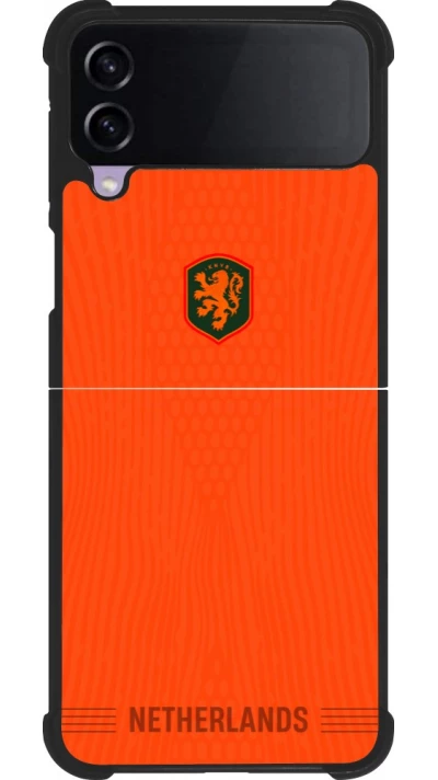 Coque Samsung Galaxy Z Flip3 5G - Silicone rigide noir Maillot de football Pays-Bas 2026 personnalisable