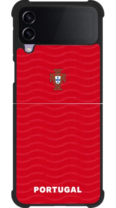 Coque Samsung Galaxy Z Flip3 5G - Silicone rigide noir Maillot de football Portugal 2026 personnalisable