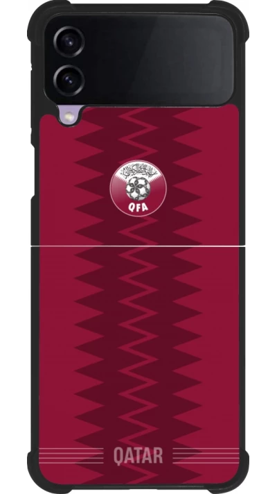 Coque Samsung Galaxy Z Flip3 5G - Silicone rigide noir Maillot de football Qatar 2026 personnalisable