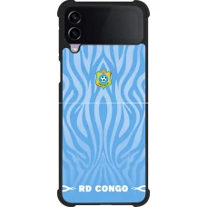 Coque Samsung Galaxy Z Flip3 5G - Silicone rigide noir Maillot de football RD Congo 2026 personnalisable