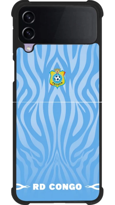 Coque Samsung Galaxy Z Flip3 5G - Silicone rigide noir Maillot de football RD Congo 2026 personnalisable
