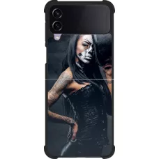 Coque Samsung Galaxy Z Flip3 5G - Silicone rigide noir Halloween 22 Tattooed Girl