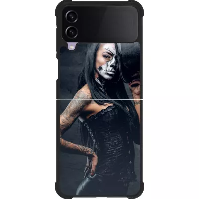 Coque Samsung Galaxy Z Flip3 5G - Silicone rigide noir Halloween 22 Tattooed Girl
