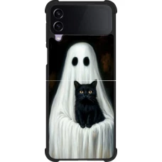 Samsung Galaxy Z Flip3 5G Case Hülle - Silikon schwarz Halloween 2025 Ghost with black cat