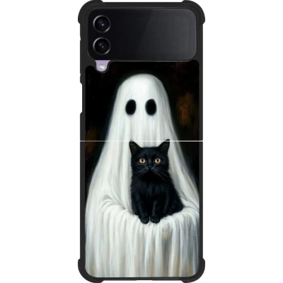 Samsung Galaxy Z Flip3 5G Case Hülle - Silikon schwarz Halloween 2025 Ghost with black cat