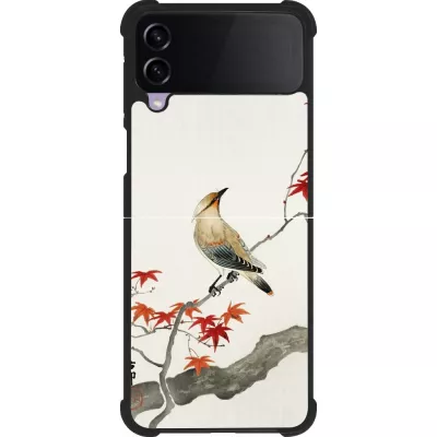 Coque Samsung Galaxy Z Flip3 5G - Silicone rigide noir Japanese Bird