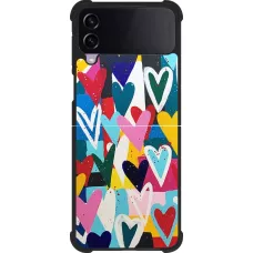 Coque Samsung Galaxy Z Flip3 5G - Silicone rigide noir Joyful Hearts