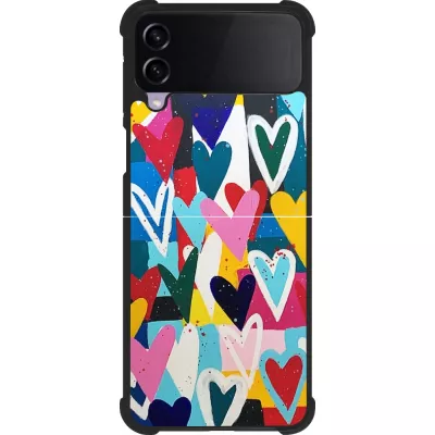 Coque Samsung Galaxy Z Flip3 5G - Silicone rigide noir Joyful Hearts