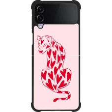 Coque Samsung Galaxy Z Flip3 5G - Silicone rigide noir Leopard with hearts 2026