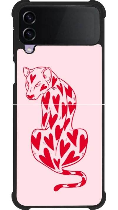 Coque Samsung Galaxy Z Flip3 5G - Silicone rigide noir Leopard with hearts 2026