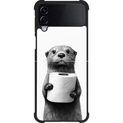 Coque Samsung Galaxy Z Flip3 5G - Silicone rigide noir Loutre papier de toilette