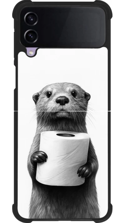 Coque Samsung Galaxy Z Flip3 5G - Silicone rigide noir Loutre papier de toilette