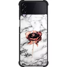 Coque Samsung Galaxy Z Flip3 5G - Silicone rigide noir Marble Rose Gold