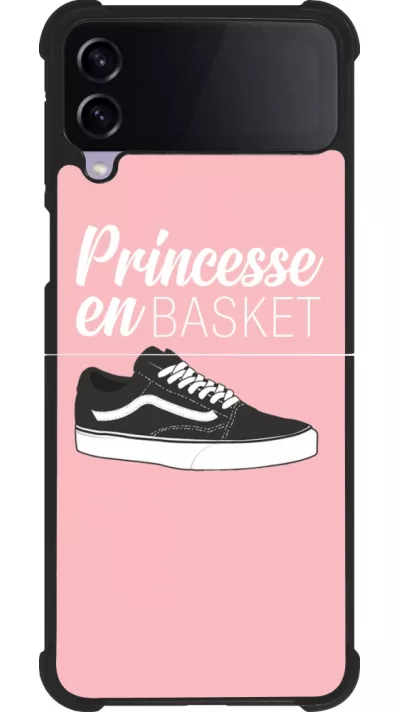 Coque Samsung Galaxy Z Flip3 5G - Silicone rigide noir princesse en basket