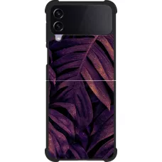 Coque Samsung Galaxy Z Flip3 5G - Silicone rigide noir Purple Light Leaves