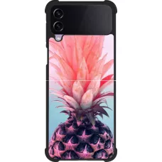Coque Samsung Galaxy Z Flip3 5G - Silicone rigide noir Purple Pink Pineapple