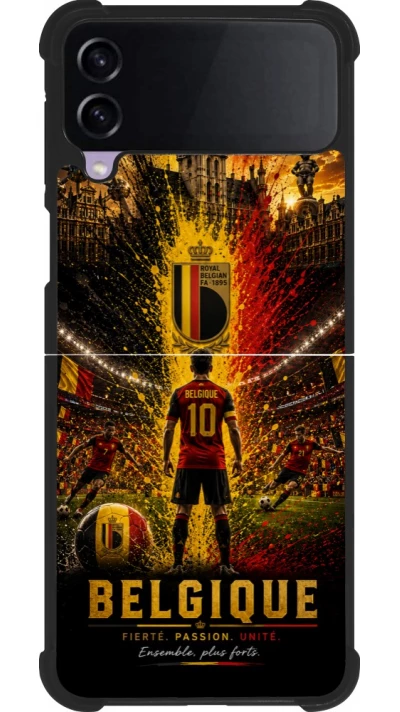 Coque Samsung Galaxy Z Flip3 5G - Silicone rigide noir Football Belgique splash 2026