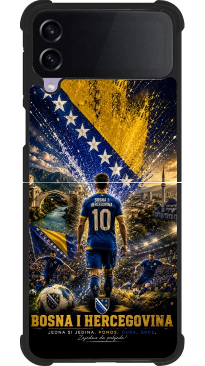 Coque Samsung Galaxy Z Flip3 5G - Silicone rigide noir Football Bosnie-Herzégovine splash 2026