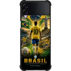 Coque Samsung Galaxy Z Flip3 5G - Silicone rigide noir Football Brésil splash 2026