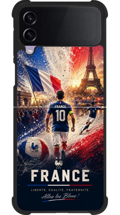 Coque Samsung Galaxy Z Flip3 5G - Silicone rigide noir Football France splash 2026