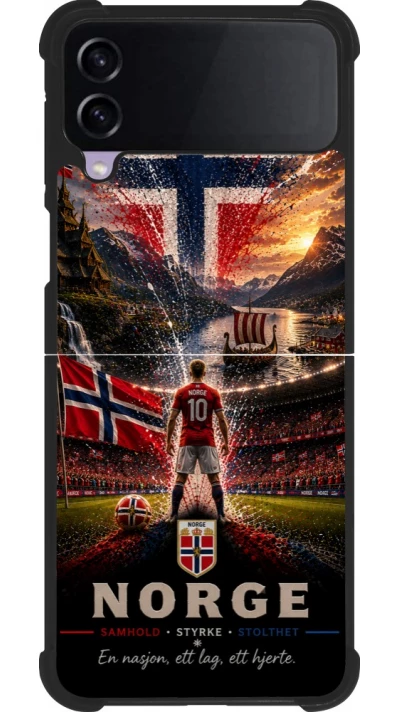 Coque Samsung Galaxy Z Flip3 5G - Silicone rigide noir Football Norvège splash 2026