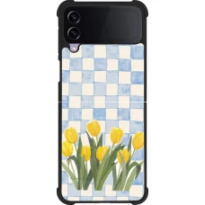 Coque Samsung Galaxy Z Flip3 5G - Silicone rigide noir Blue vichy tulips Spring 2026