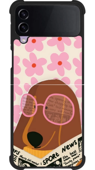 Coque Samsung Galaxy Z Flip3 5G - Silicone rigide noir Dog with newspaper Spring 2026