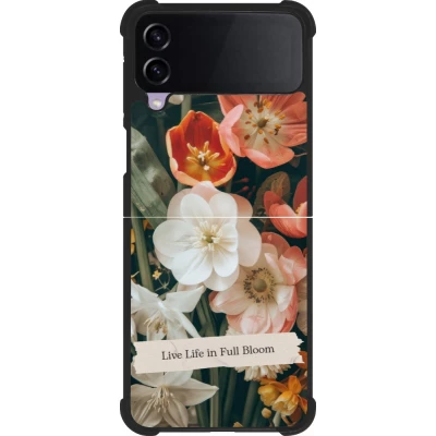 Coque Samsung Galaxy Z Flip3 5G - Silicone rigide noir Full Bloom Spring 2026