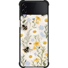 Coque Samsung Galaxy Z Flip3 5G - Silicone rigide noir Pattern bees Spring 2026