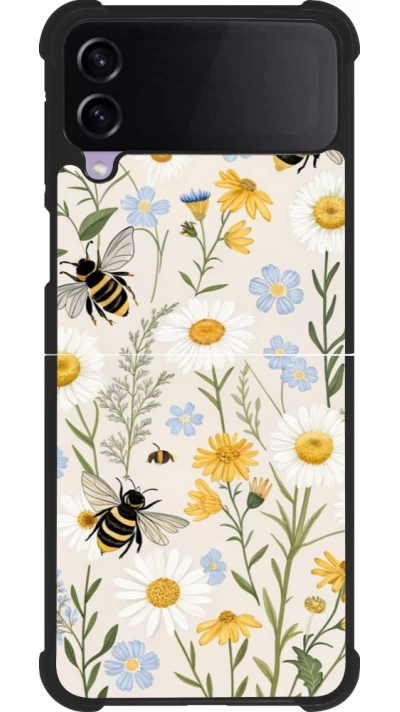 Coque Samsung Galaxy Z Flip3 5G - Silicone rigide noir Pattern bees Spring 2026