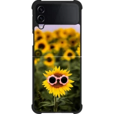 Coque Samsung Galaxy Z Flip3 5G - Silicone rigide noir Sunflower with glasses Spring 2026