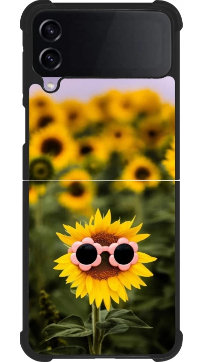 Coque Samsung Galaxy Z Flip3 5G - Silicone rigide noir Sunflower with glasses Spring 2026