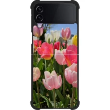 Coque Samsung Galaxy Z Flip3 5G - Silicone rigide noir Tulips Spring 2026