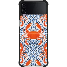 Coque Samsung Galaxy Z Flip3 5G - Silicone rigide noir Crabs and pearls Summer 2026