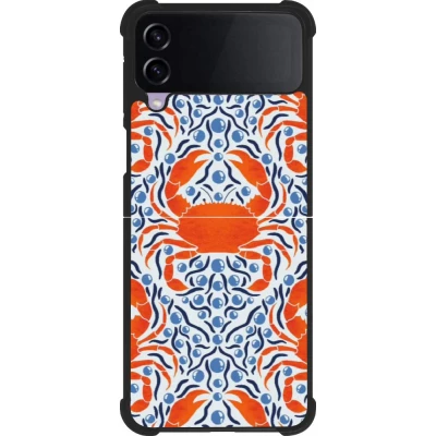Coque Samsung Galaxy Z Flip3 5G - Silicone rigide noir Crabs and pearls Summer 2026