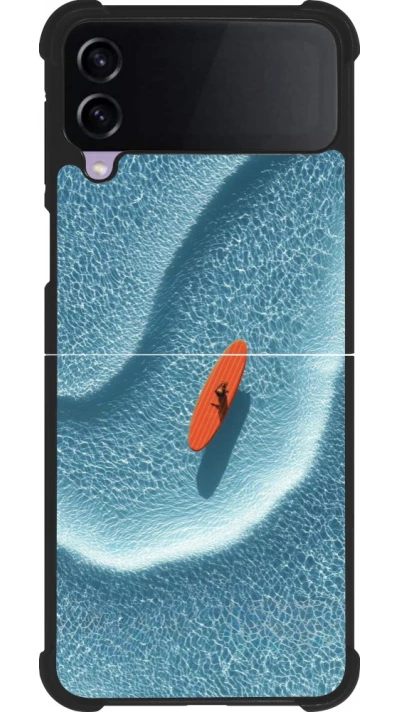 Coque Samsung Galaxy Z Flip3 5G - Silicone rigide noir Orange surf Summer 2026