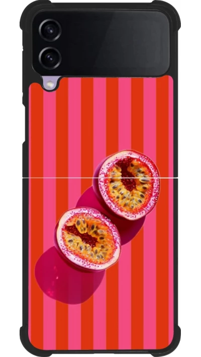 Coque Samsung Galaxy Z Flip3 5G - Silicone rigide noir Passion fruit Summer 2026