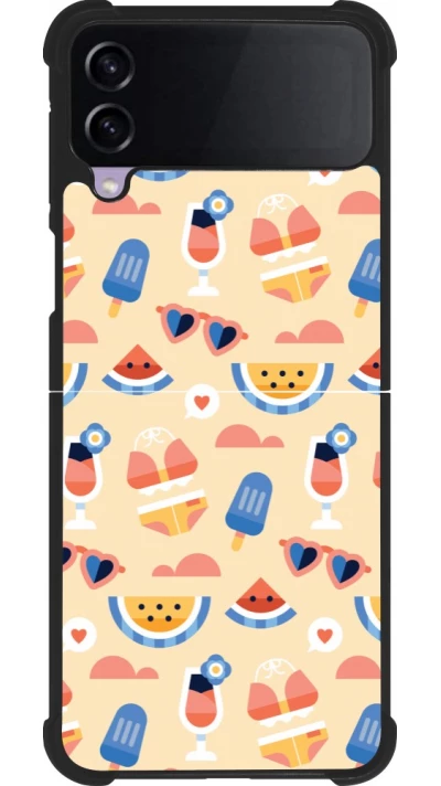 Coque Samsung Galaxy Z Flip3 5G - Silicone rigide noir Pattern Summer 2026