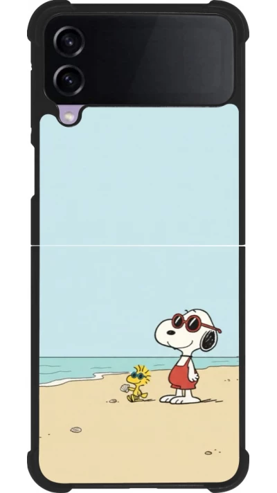 Coque Samsung Galaxy Z Flip3 5G - Silicone rigide noir Snoopy on the beach Summer 2026