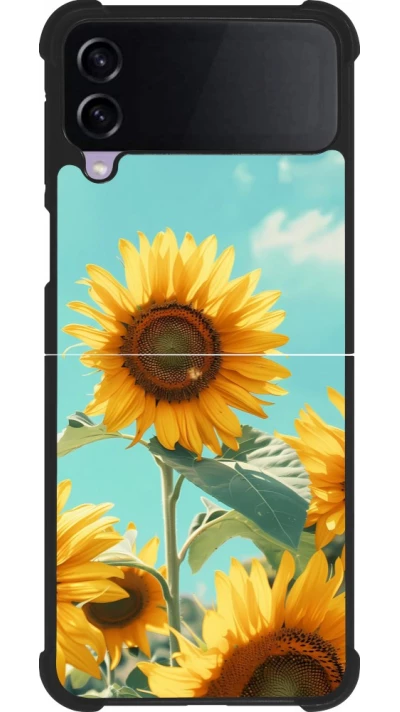 Coque Samsung Galaxy Z Flip3 5G - Silicone rigide noir Sunflowers Summer 2026