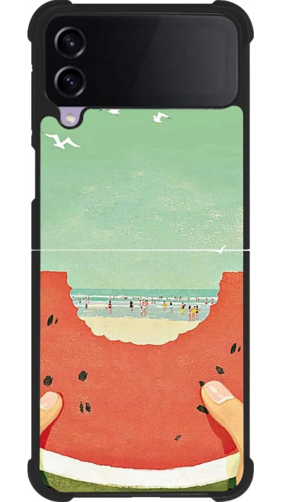 Coque Samsung Galaxy Z Flip3 5G - Silicone rigide noir Views through a watermelon Summer 2026