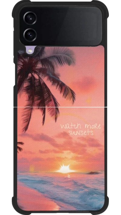 Coque Samsung Galaxy Z Flip3 5G - Silicone rigide noir Watch more sunsets Summer 2026