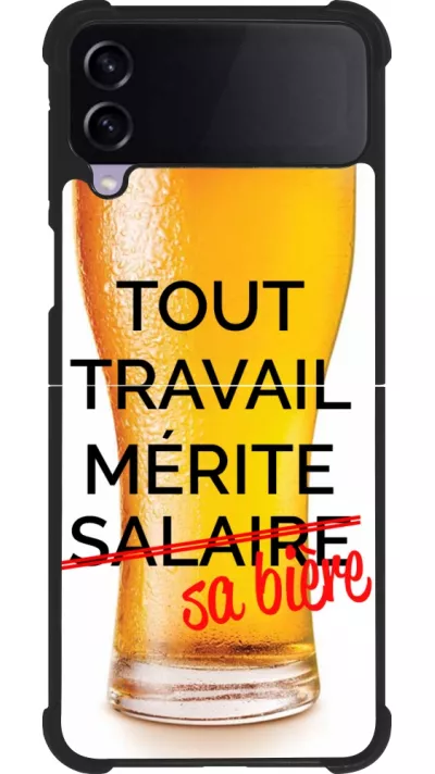 Coque Samsung Galaxy Z Flip3 5G - Silicone rigide noir Tout travail mérite sa bière