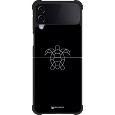 Coque Samsung Galaxy Z Flip3 5G - Silicone rigide noir Turtles lines on black