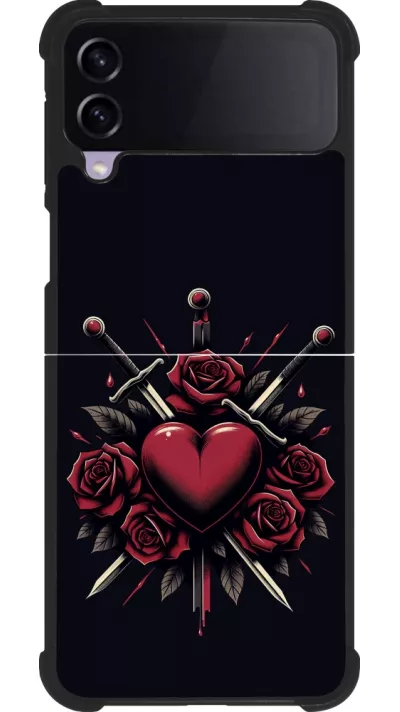 Coque Samsung Galaxy Z Flip3 5G - Silicone rigide noir Valentine 2024 gothic love