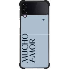 Coque Samsung Galaxy Z Flip3 5G - Silicone rigide noir Valentine 2024 mucho amor azul